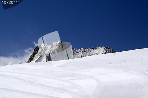Image of Ski slope against mountain peaks