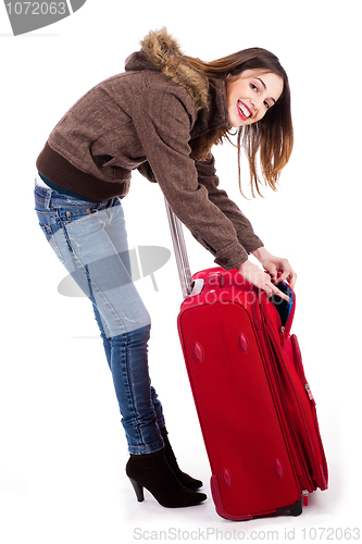 Image of Young women ready for winter travel
