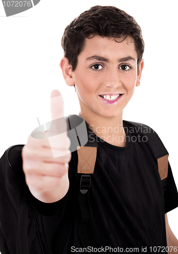 Image of Teenager shows thumbs up