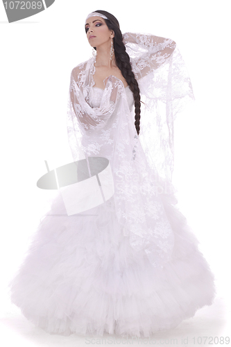 Image of Wedding bride dressed in white dress