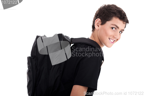 Image of Side pose of student with school bag