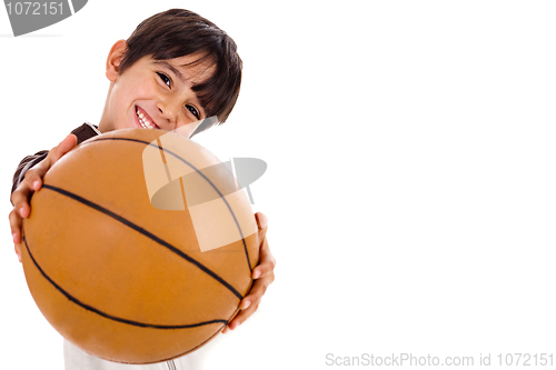 Image of Boy with the ball, focus on ball
