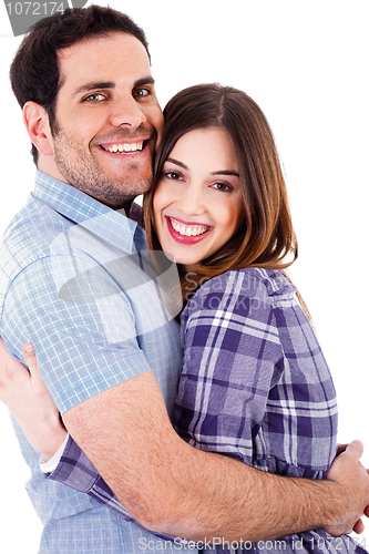 Image of Happy lovers hug each other