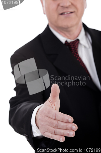 Image of Business man gives shake hand