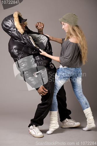 Image of White woman fighting with her boyfriend