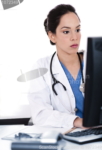 Image of Portrait of beautiful young doctor working