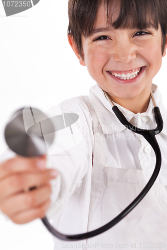 Image of Little doctor showing his Stethoscope