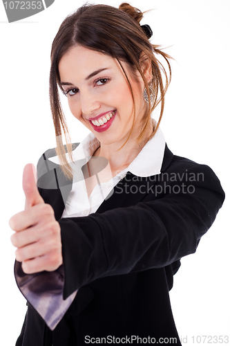 Image of Business women showing thumbs up