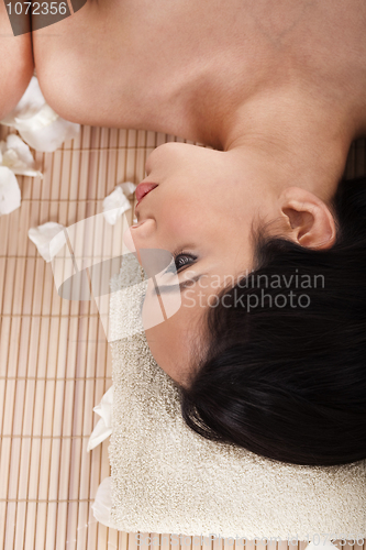Image of Beautiful woman getting spa treatment
