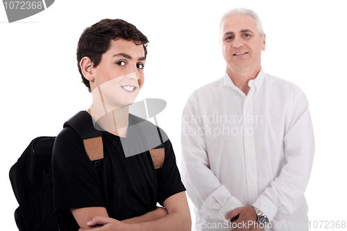 Image of Portrait of young teenager with his grandfather