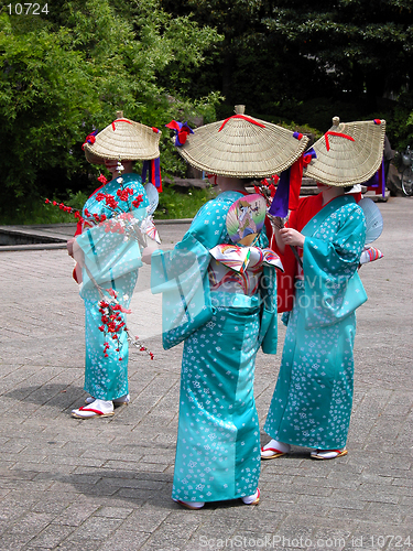 Image of  Japanese women gropu dancing during a summer festival in Sendai,Japan-Aoba Dori Matsuri.