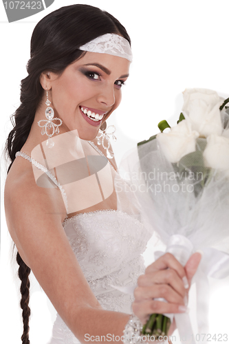 Image of Bride with wedding bouquet