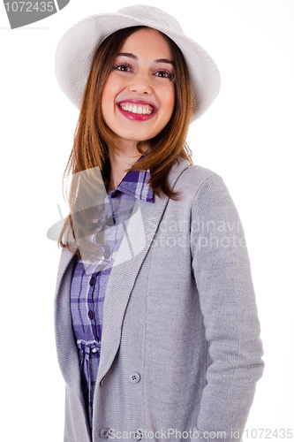 Image of Girl in spring costume giving a broad smile