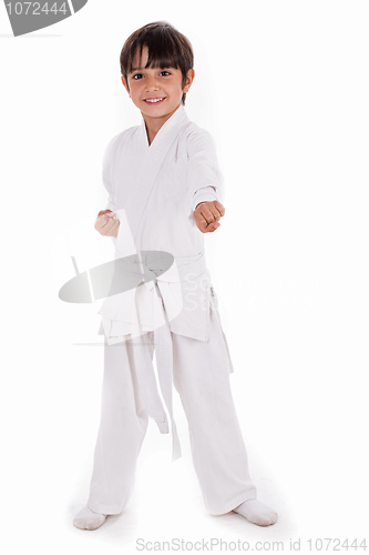 Image of Small karate boy in training