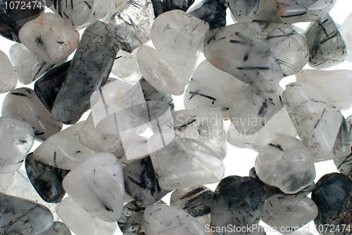 Image of Quartz with tourmaline necklace and bracelet beads