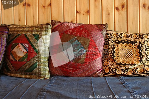 Image of small pillows, oriental style