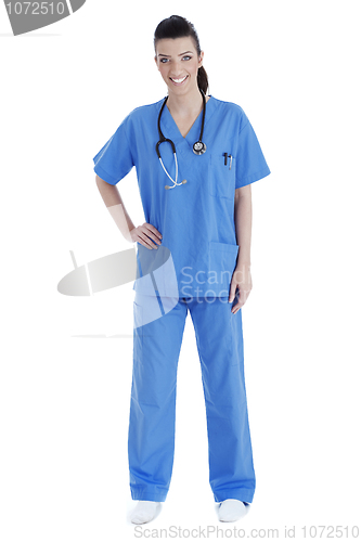 Image of Young beautiful female nurse, full length