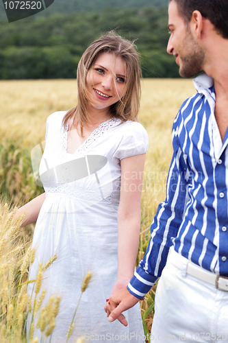 Image of Loving couple, woman on focus