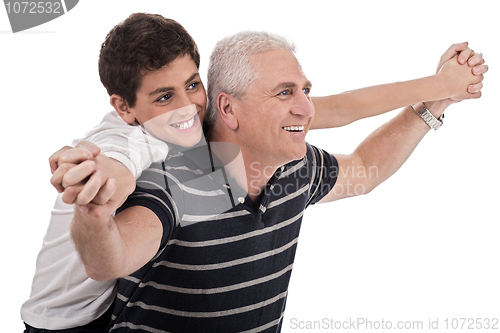 Image of Piggyback ride given by grandfather