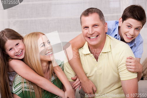 Image of Portrait of lovely family having fun togethe