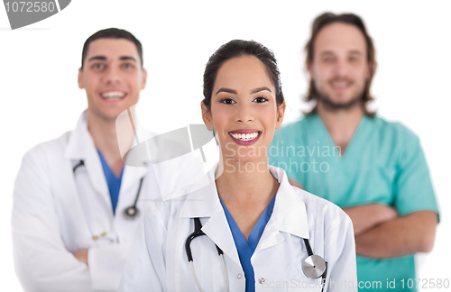 Image of Ethnic doctor with collegues