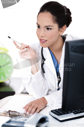 Image of Thinking doctor with her pen