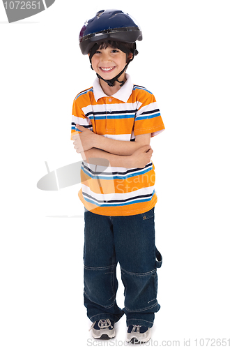 Image of Full length image of a lovely kid ready for cycle ride