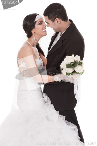 Image of Happy bride and groom on their wedding day