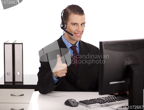 Image of profesional showing thumbs up