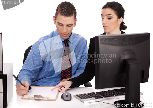 Image of Business women pointing