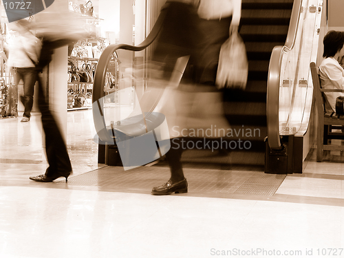 Image of   Dynamic aspect in a supermarket-old style presentation of a modern life aspect