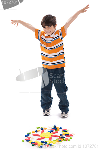 Image of Child happy after joining all the blocks