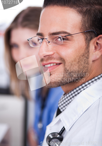 Image of Attractive doctor smiling