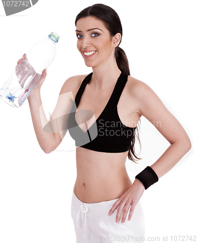 Image of fitness women smiling with water bottle