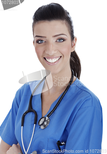 Image of Smiling medical nurse with stethoscope