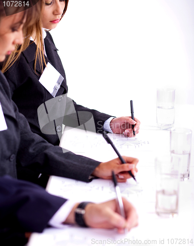 Image of Line of people taking notes