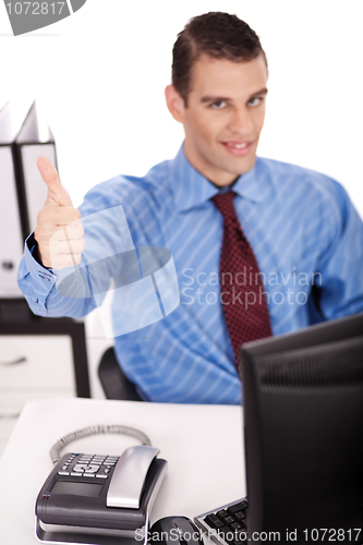 Image of Young Business man showing thumbs up