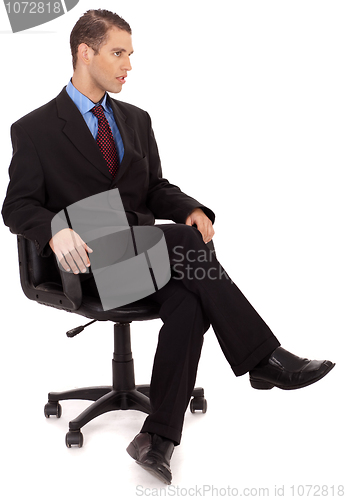 Image of professional business men sitting in the wheel chair