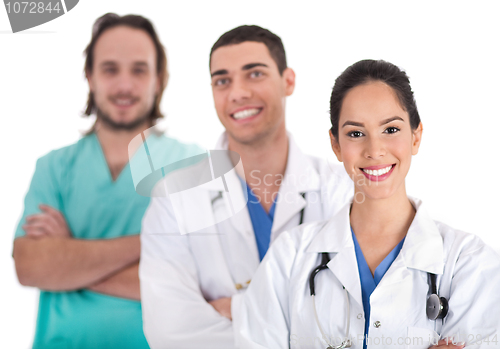 Image of Portrait of three doctors in a hospital