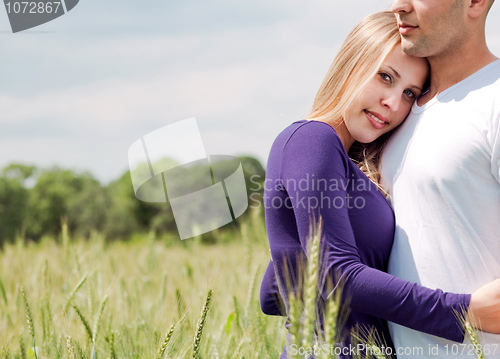 Image of Portrait of loving young couple