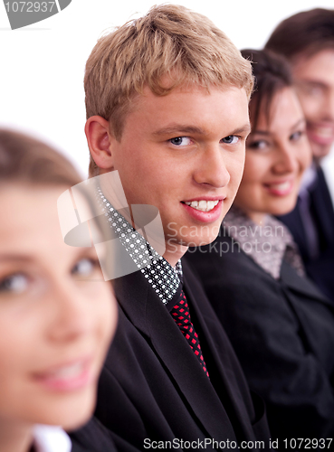 Image of Happy business men with colleague