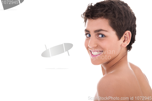 Image of Topless young teenager smiling