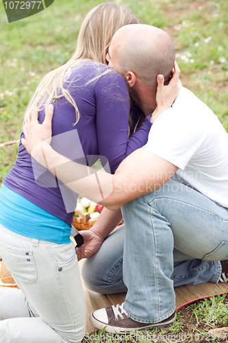 Image of Young couple making fun
