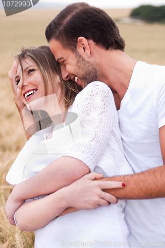 Image of Portrait of lovely lovers hugging