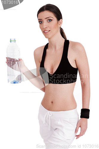 Image of fitness women holding a water bottle