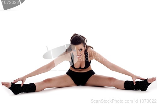 Image of Fitness woman doing streching exercise