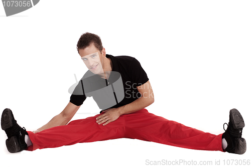 Image of Fitness men doing streching exercise