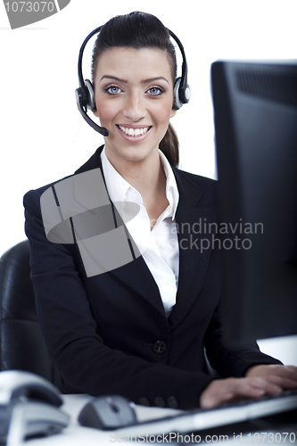 Image of Receptionist at work with headset