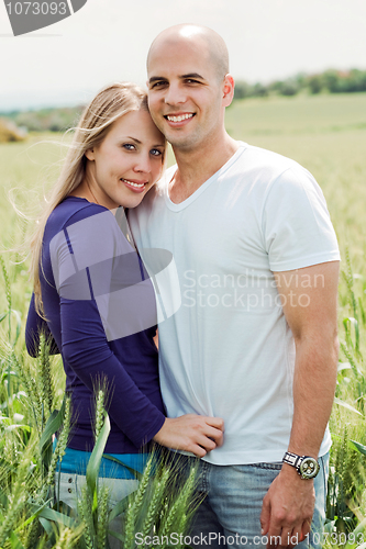 Image of Portrait of lovely lovers hugging
