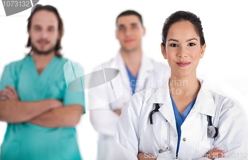 Image of Medical team of Doctors and male nurse